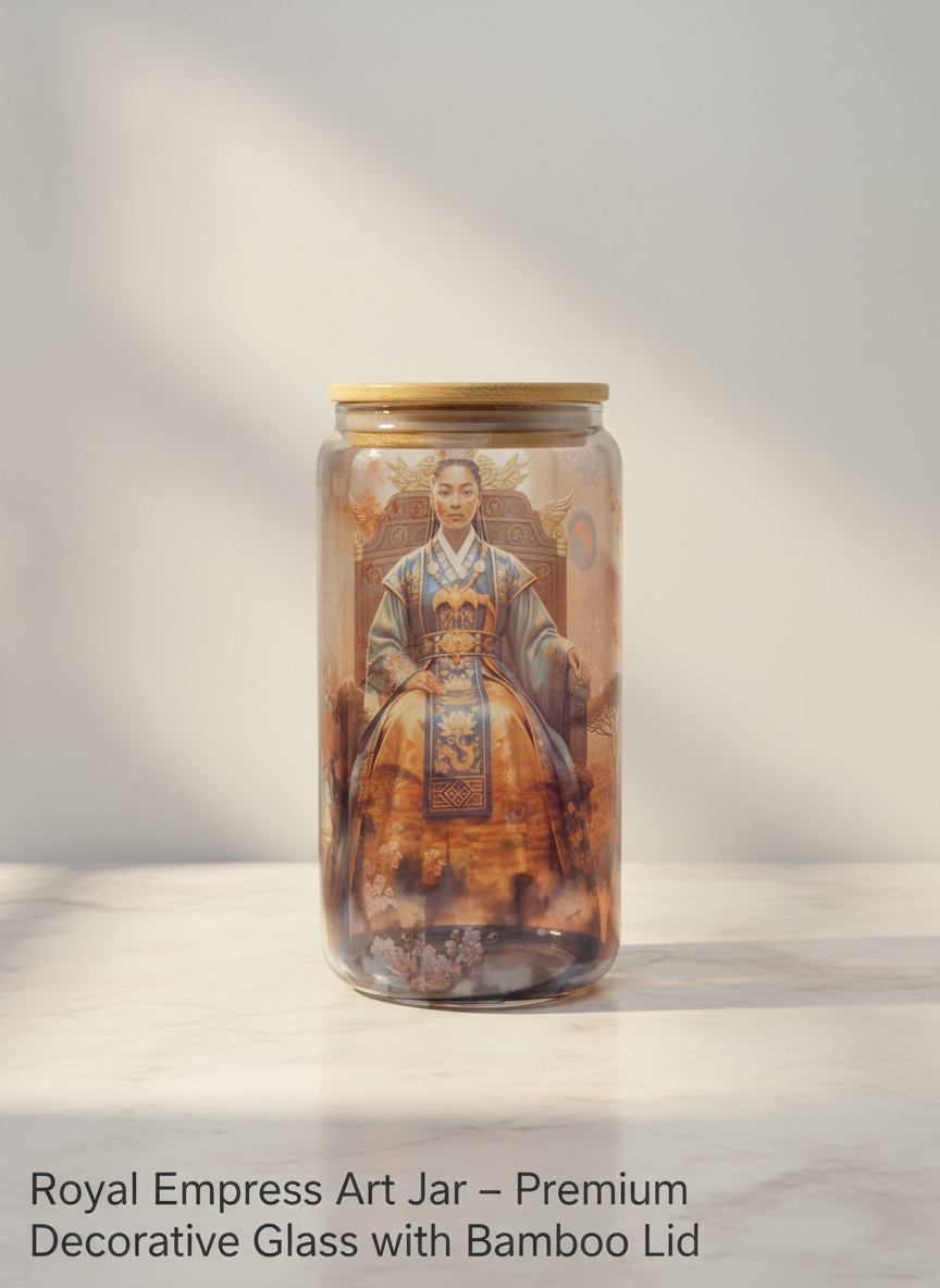 Royal Empress Art Tumbler – Decorative Glass Tumbler with Ancient-Inspired Portrait