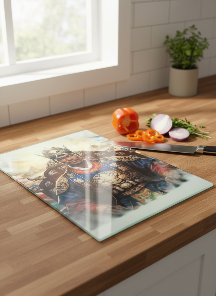 Regal Emperor Glass Cutting Board – Majestic Kitchen Art & Functional Decor