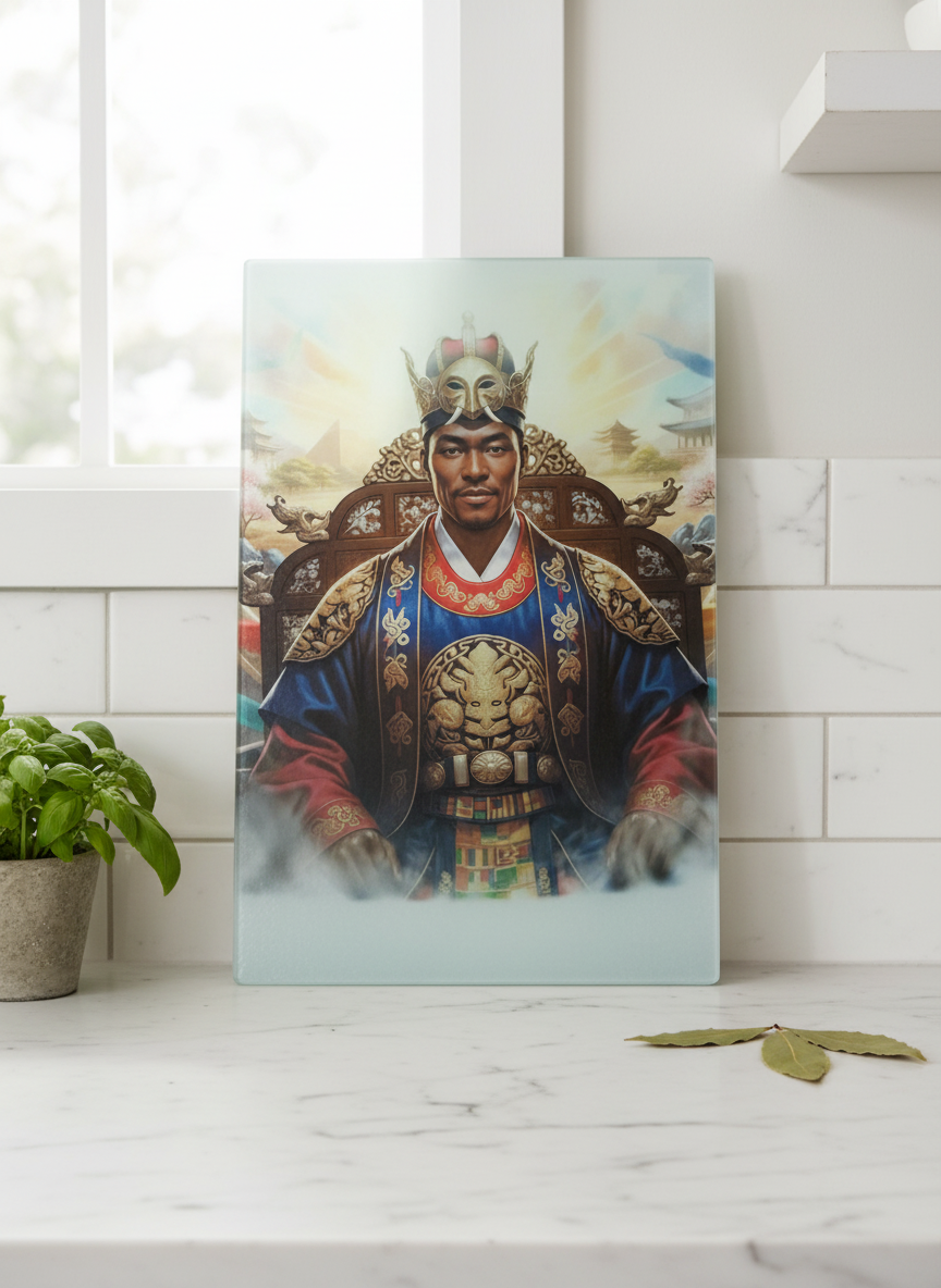 Regal Emperor Glass Cutting Board – Majestic Kitchen Art & Functional Decor