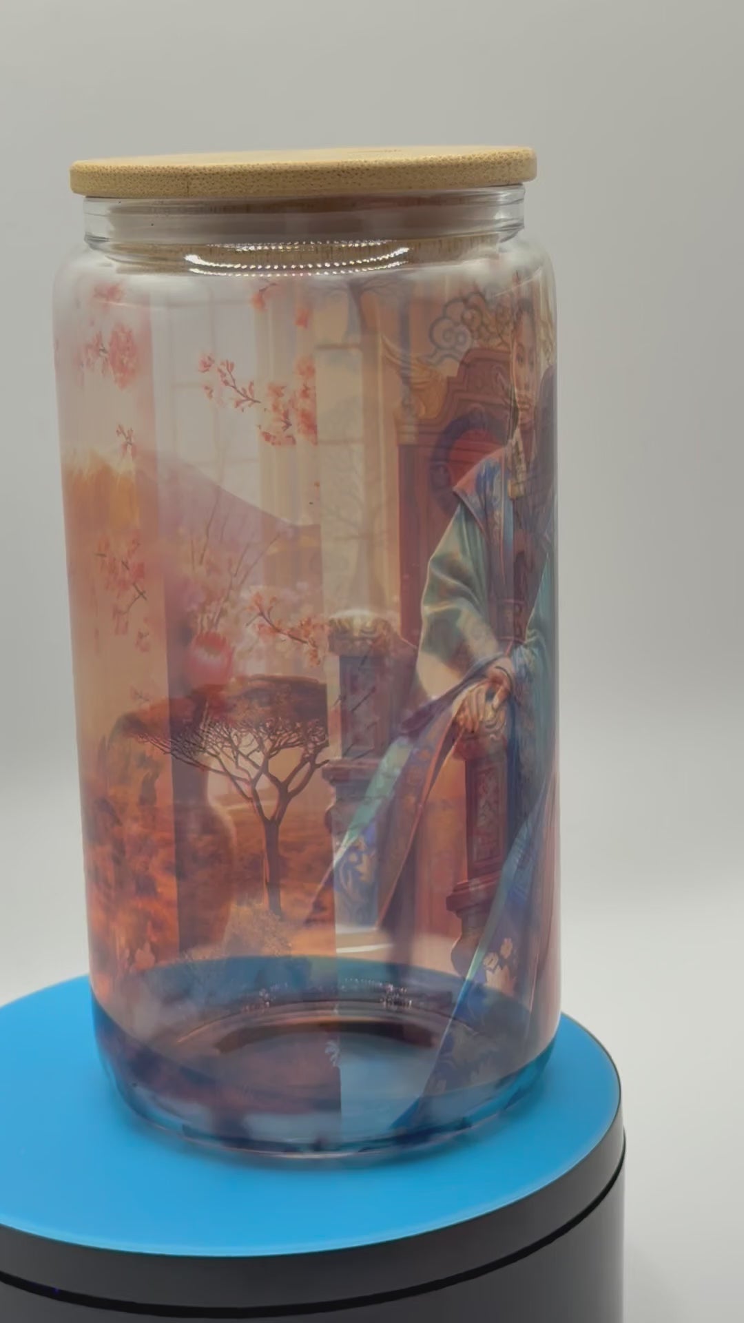 Royal Empress Art Tumbler – Decorative Glass Tumbler with Ancient-Inspired Portrait